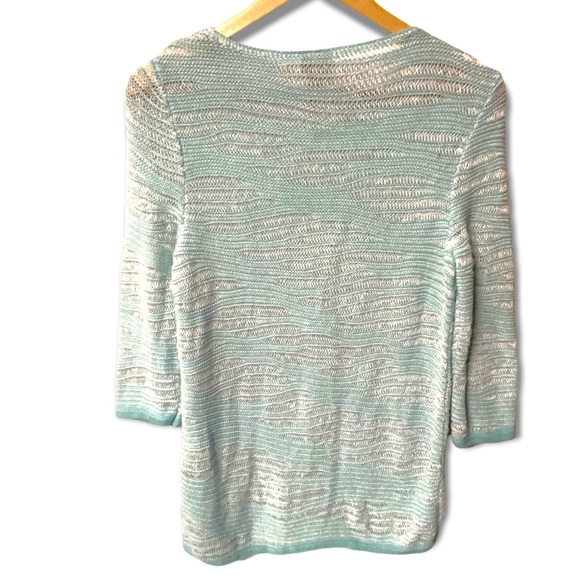 Chicos pretty lightweight loose knit textured two tone pullover sweater - Picture 2 of 5